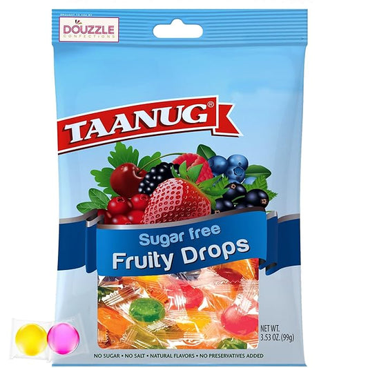 DOUzzle Sugar Free Mixed Fruit Hard Candy Drops, Dye Free (1 Pack) Individually Wrapped - Healthy Low Calorie Snack, Gluten Free, All Natural, No Preservatives, No Aftertaste - Kosher Parve