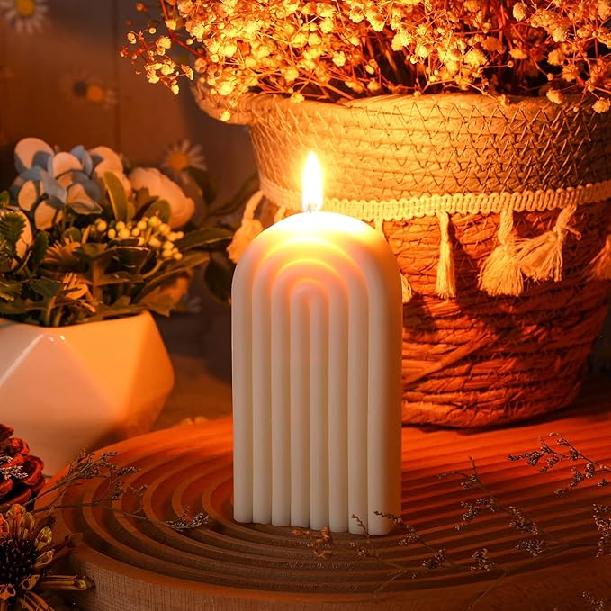 Arch Shaped Candles Geometric Scented Aesthetic Candle Geometric U Shaped Candles Minimalist Candle Aroma Wax Art Decorative Soy for Spa Yoga Birthday Gift Home Party Decor(White)