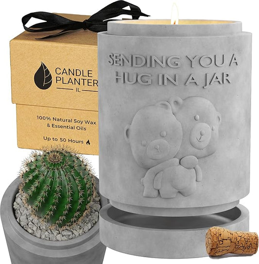 Candle Planter Hug in a Jar Romantic, Aromatherapy Candles - Natural Soy Wax, Long-Lasting 50-Hour Burn, Lavender Scents - Gifts for Him, Her, Couple, Husband and Wife Birthday Gift Ideas, Unique Cool