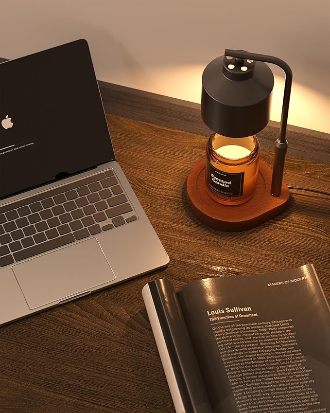 Candle Warmer Lamp with Timer & Dimmer for Yankee Candles, Adjustable Height Candle Warmer for Jar Candles, Wax Melt Lamp for Home Decor & Gifts, Black, 2 Bulbs