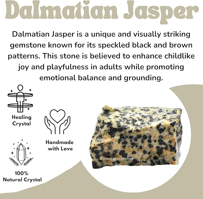 Amazing Gemstone Dalmatian Jasper Raw Crystals and Healing Stones, Natural Rocks for Tumbling - DIY Raw Stones and Crystals, 2 Pieces