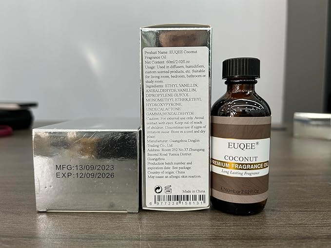 EUQEE Coconut Fragrance Oil, Premium Essential Oil Scented Oil with Glass Dropper for Aromatherapy, Soap Candle Making - 2.02 Fl oz/ 60ml