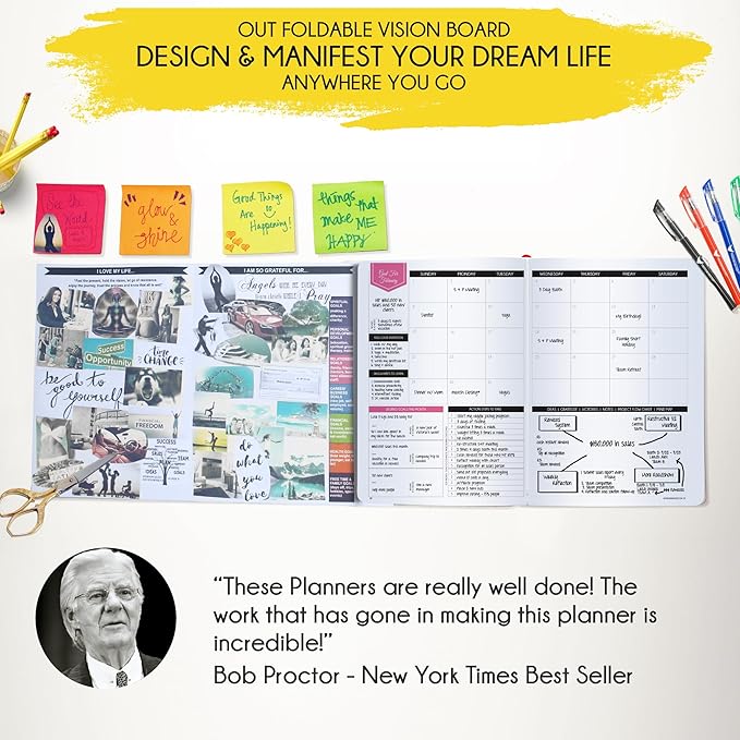 2026 Planner Weekly and Monthly | Law of Attraction Planner with Panduo App | A 12 Month Journey for Productivity, Gratitude & Goal Setting | Includes Foldable Vision Board, Gift Box & Stickers