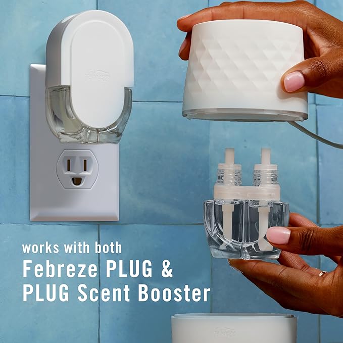 Febreze Plug Scent Booster Continuous Scent Device Oil Diffuser, Compatible with Febreze Air Freshener Plug in Refills
