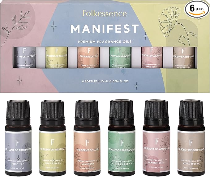 Folkulture Essential Oils for Diffuser for Home | Set of 6 Essential Oil Set | Essential Oil for Candle Making | Essential Oils for Soap Making - Frankincense, Lavender Oils for Relaxation