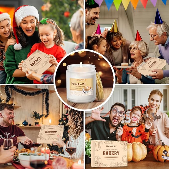 Halloween Fall Candles Set,6 Pack Fall Candles for Home Scented, Candle Gift Set,Soy Wax Long Lasting Jar Candle of Pumpkin Pie,Coffee Cake,Gingerbread,Chocolate Cookie,Cherry Cheesecake Aromatherapy