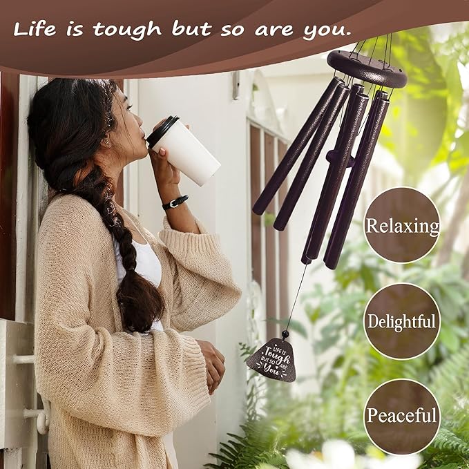 Get Well Gifts for Women 32” Wind Chimes, Inspirational Relaxation Birthday Sympathy Gifts for Women, Thinking of You/Feel Better Gift for Woman, Emotional Support, Sending You a Big Hug