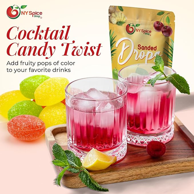 NY SPICE SHOP Mix Fruits Sanded Candy Drops - 1 Pound Old Fashioned Sanded Drops – Fresh Delicious Bulk Candy – Sanded Hard Candy – Tangy and Sweet Healthy Snacks