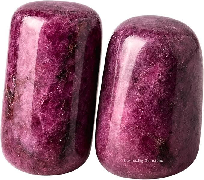 Amazing Gemstone Ruby Crystals and Healing Stones Tumbled - 1 Oz Ruby Stone Gem Stones, Natural Healing Stones for Energy Balance, Stress Relief - Polished Gems Rocks