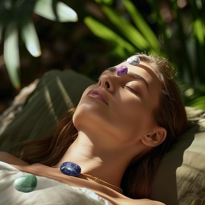 Polished Chakra Stone Set - 0.6", 7 Pcs Handpicked Natural Tumbled Stones and Crystals Bulk for Healing, Reiki, Meditation, Witchcraft and Home Decor, 7-Chakra-Stones-0.6"