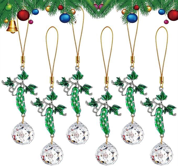 H&D HYALINE & DORA Christmas Pickle Ornament 6 Pcs Xmas Cucumber Ornaments Green Cucumber Christmas Tree Holiday Party Favors Decoration