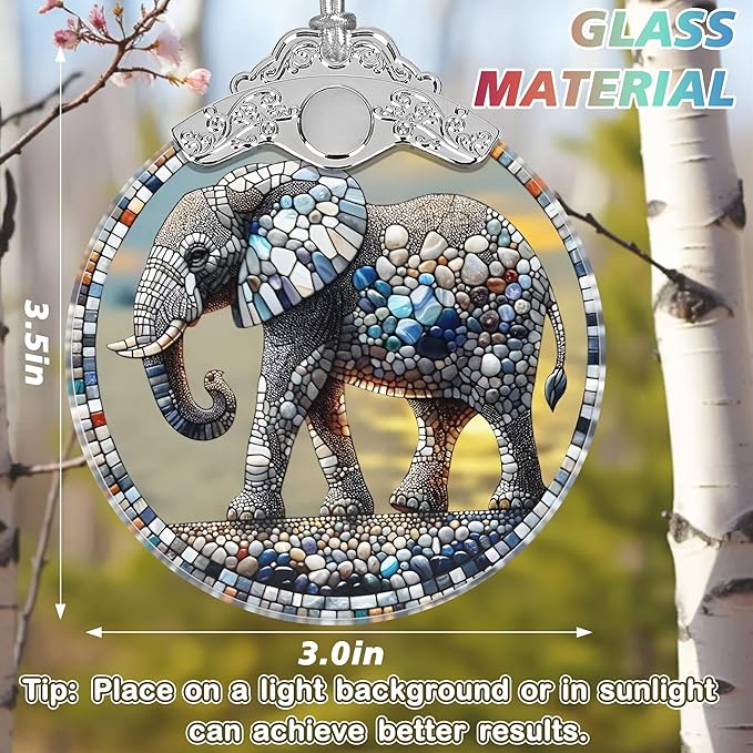 Elephant Stained Glass Orament - Christmas Ornament - Christmas Decorations for Tree - Holiday Present ldeas - Gift Exchange