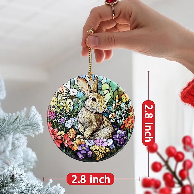 Christmas Ornament, Christmas Decoration, Ceramic-Style Rabbit Ornament, Heirloom Keepsakes, Holiday Ornaments, Holiday Presents, Unique Xmas Gifts, Gift Exchange Ornaments, Gift Idea