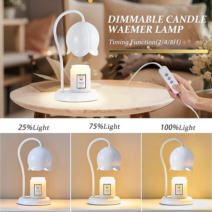 Candle Warmer Lamp White, Dimmable Scented Wax Melt Warmer with Timer, Womens Gifts for Christmas Candle Warmer Lamp, Housewarming Gifts for Home Bedroom Decor, Xmas Birthday Gifts for Mom