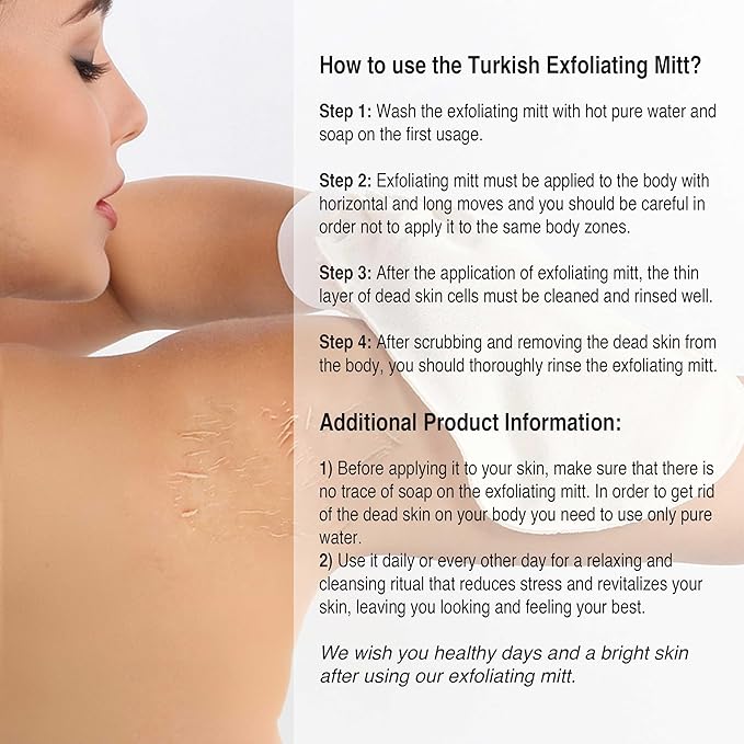 Set of Exfoliating Glove, Face Scrubber & Back Scrubber for Shower, 100% Vegan Viscose exfoliating body scrubber, Bath Hammam Kese & Spa Mitt