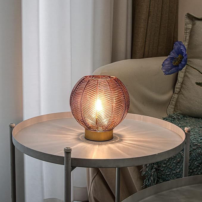 Battery Powered Lamp, Cordless Table Lamps Battery Operated Lamp for Bedside Nightstand, Small Lamps for Living Room Decorative Table Bedroom-Red