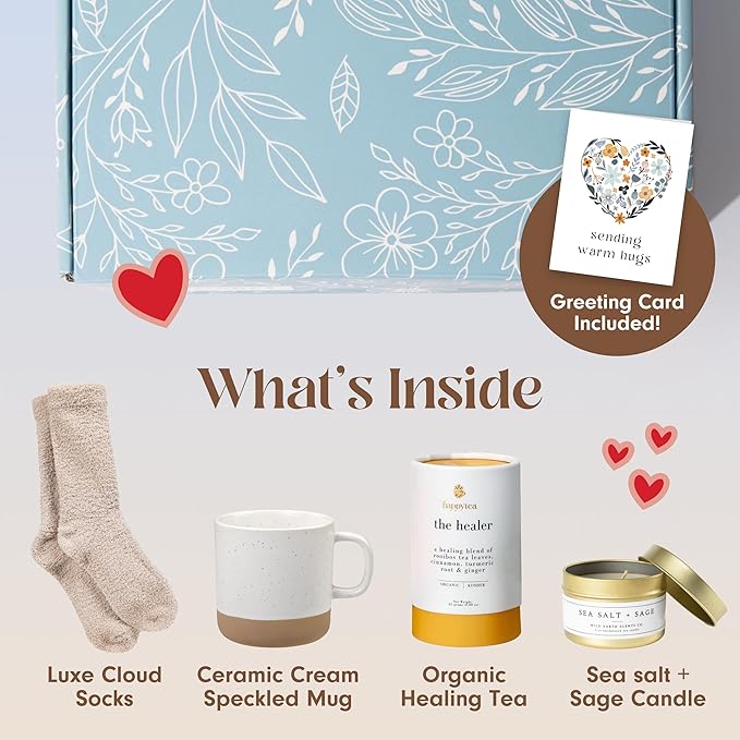 Unboxme Deluxe Birthday Care Package - Fluffy Socks, Mug, Lemon & Ginger Tea Set, Scented Candle & Greeting Card - Birthday Gift Box