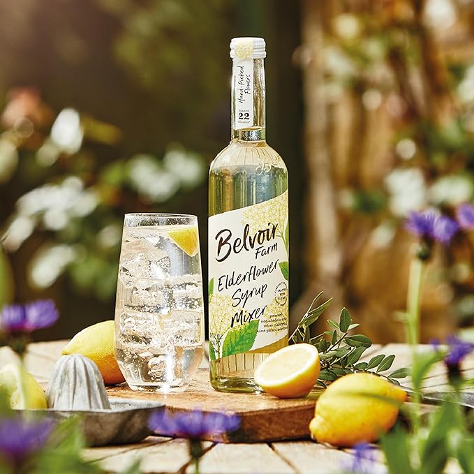 BELVOIR FRUIT FARMS Elderflower Syrup Mixer, 500ml (Pack of 1) | Refreshing Botanical Drink Mix | Perfect for Cocktails | Natural Flavor| No Preservatives| Made with Fresh Elderflowers.