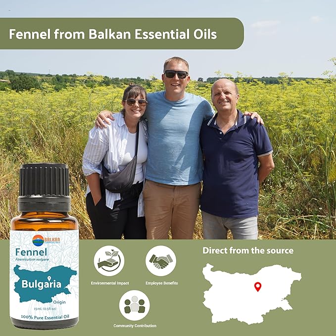 Fennel Essential Oil (Sweet Fennel) - Direct from Balkan Essential Oils - Pure Aromatherapy Diffuser Oils | 100% Pure Therapeutic Grade Natural Aceite de Hinojo (15ml)