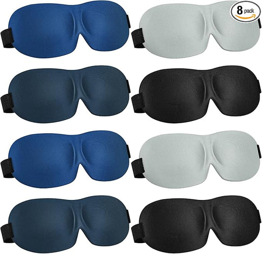 8 Pcs Sleep Eye Mask 3D Contoured Eye Mask Blackout Eye Covers for Sleeping with Adjustable Strap Block Out Light Night Blindfolds Soft Comfy Eye Shade for Women Men(Medium,Retro Colors)