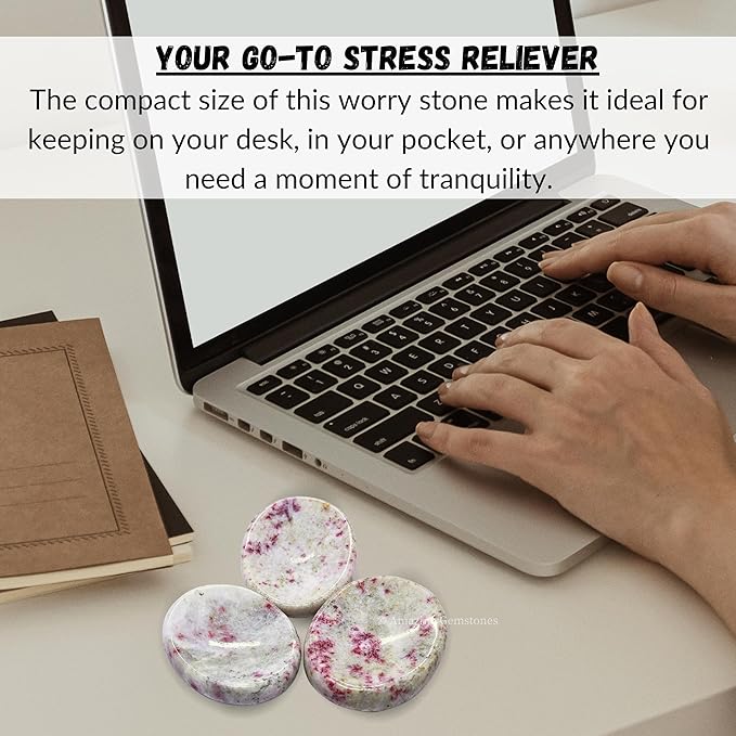 Amazing Gemstone Cinnabarite Worry Stone Crystals and Healing Stones - Worry Stones for Stress Relief Gifts - Piedra Crystal Fidget for Meditation - Unique Stocking Stuffers and Birthday Gifts