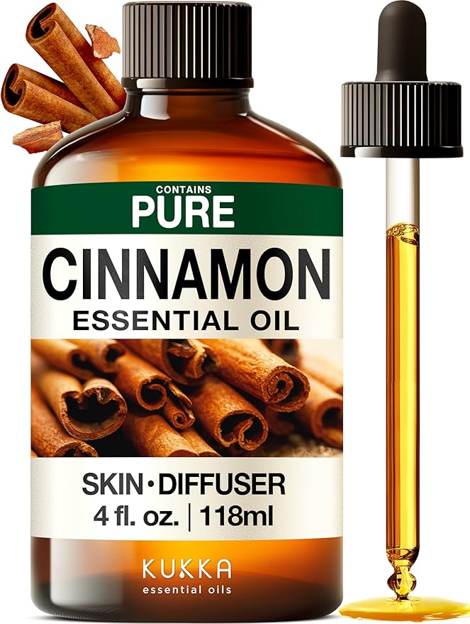 KUKKA Cinnamon Essential Oils - 4 Fl Oz - for Hair, Skin, Diffuser, Aromatherapy & DIY Soap Making Scent