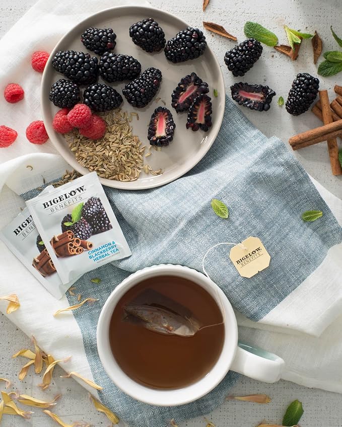 Bigelow Tea Benefits Balance Cinnamon and Blackberry Caffeine Herbal Teabags, 18 Count, Pack of 6