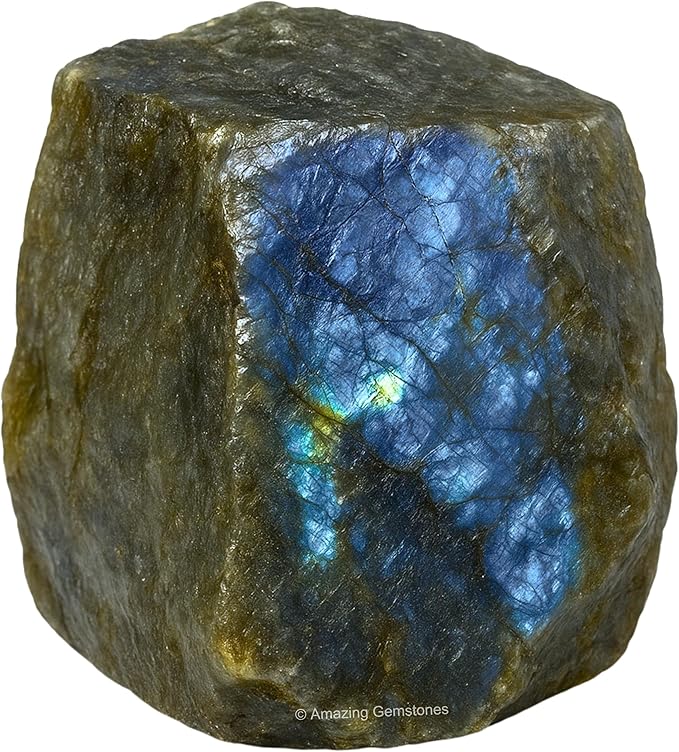 Amazing Gemstone Labradorite Raw Crystals and Healing Stones, Natural Rocks for Tumbling and DIY Raw Stones and Crystals (5 Pieces)