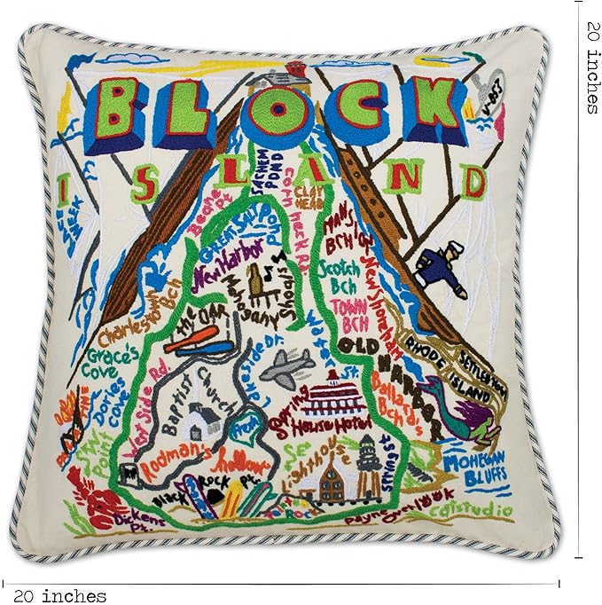 Catstudio Block Island Embroidered Decorative Throw Pillow