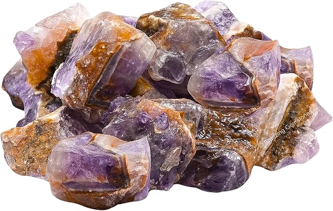Amazing Gemstone Amethyst Chevron Raw Crystals and Healing Stones, Natural Rocks for Tumbling - DIY Raw Stones and Crystals, 2 Pieces