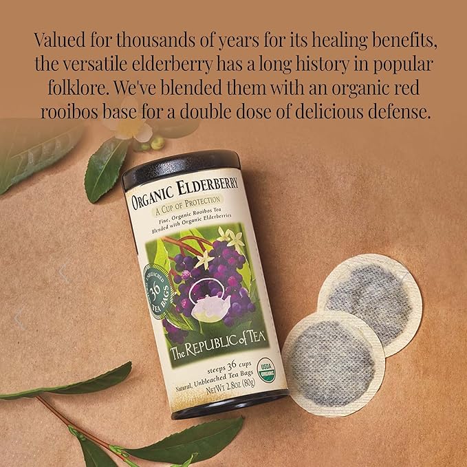 The Republic of Tea Organic Elderberry Herbal Tea, 36 Tea Bag Refill