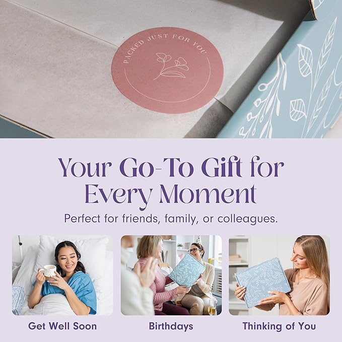 Unboxme Gifts Mini Lavender Spa Gift Set - Relaxation Gift Basket for Women - Self Care Package with Lavender Candle, Bath Bomb, Soap, Greeting Card & More