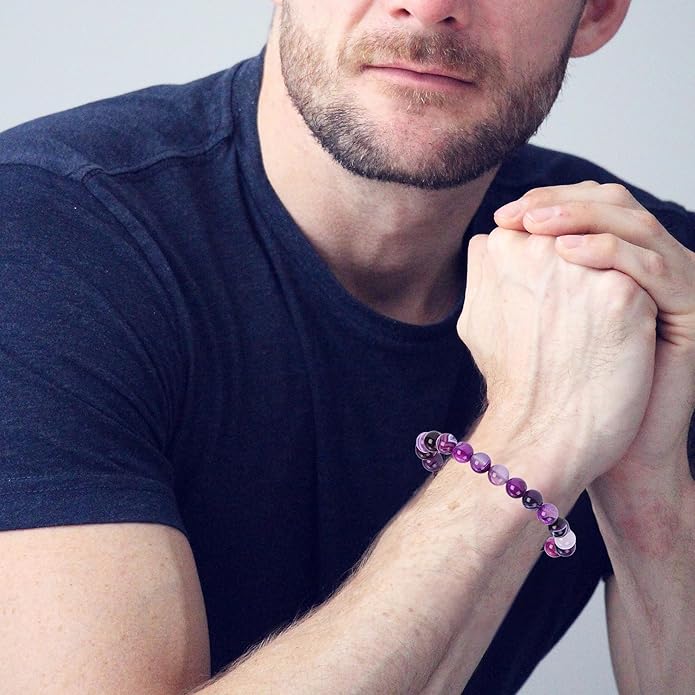 Energy Protection Crystal Handmade Adjustable Bead Bracelet Perfect for Men, Women’s Gift - Gemstone Healing Stretch Bracelet Pulsera Para Hombre Mujer Stocking Stuffer