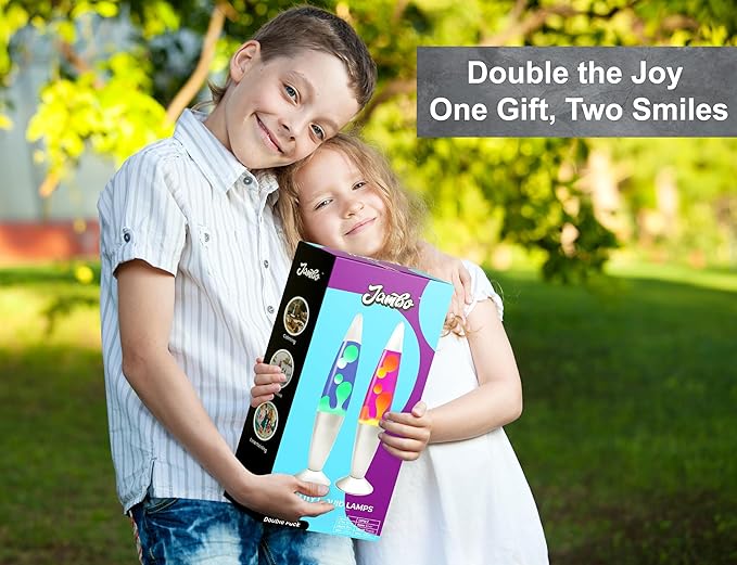 JAMBO 2 Pack- 16" Beautiful Lamp- Blue with Yellow/Green Wax and Purple with Yellow Wax, Relaxing Liquid Lamp, Night Light Nightlight, Lamps for Adults Teens Kid