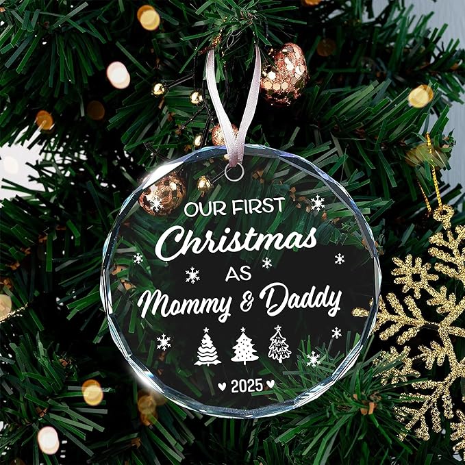 Baby First Christmas Ornament 2025 - Heartwarming Gifts for New Parents, Charming Newborn Christmas Keepsake for Baby Boy or Girl, Ideal for First Time Moms and Dads