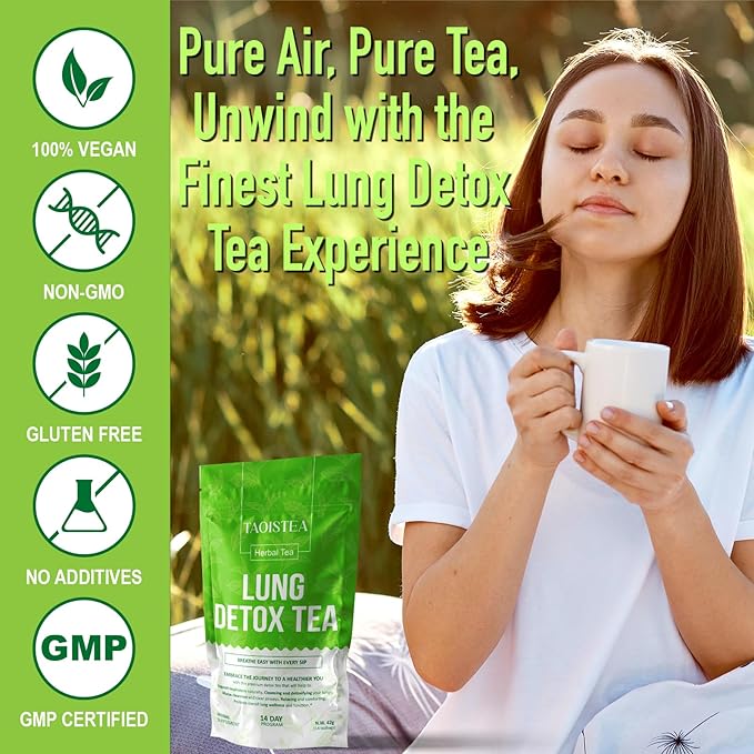TAOISTEA Colon & Lung Detox Tea Set - 2 Herbal Blends, 14 Day Supply Each | Dual-Action Cleanse for Gut Health, Respiratory Support & Daily Detox