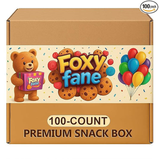 Foxy Fane 100-Count Holiday Snack Box for Kids - Perfect Variety Pack of 100 Snacks & Treats for Back to School, Christmas, Everyday Gifts - Great for Family, Friends, or Office