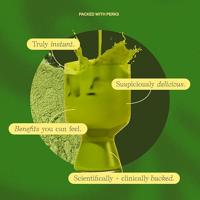 Clevr Blends Organic Honey Vanilla Matcha SuperLatte, Instant Ceremonial Grade, Superfood Powder Blend, Oat Milk, Lions Mane, Reishi Mushroom, Coconut Cream, Ashwagandha, Serve Hot or Iced (14 Lattes)