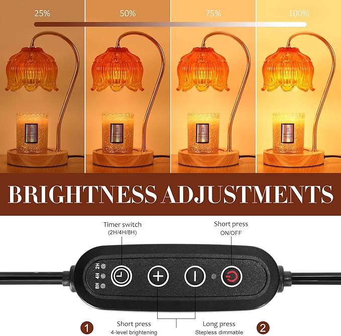 Flower Candle Warmer Lamp with Timer & Dimmer - Fits All Jar Scented Candles - Christmas & Mother's Day Gift for Women，Wife，Mom，Grandma