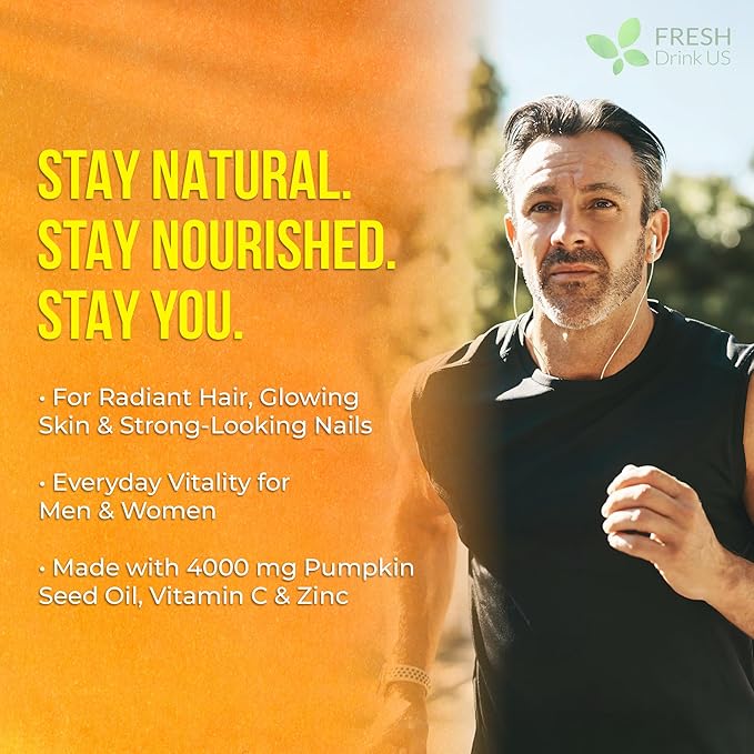 FRESHDRINKUS, Pumpkin Seed Oil Gummies | 90 Count | 4000mg with Zinc & Vitamin C – Plant-Based, Non-GMO, Gluten-Free – Premium Men’s & Women’s Wellness Gummies