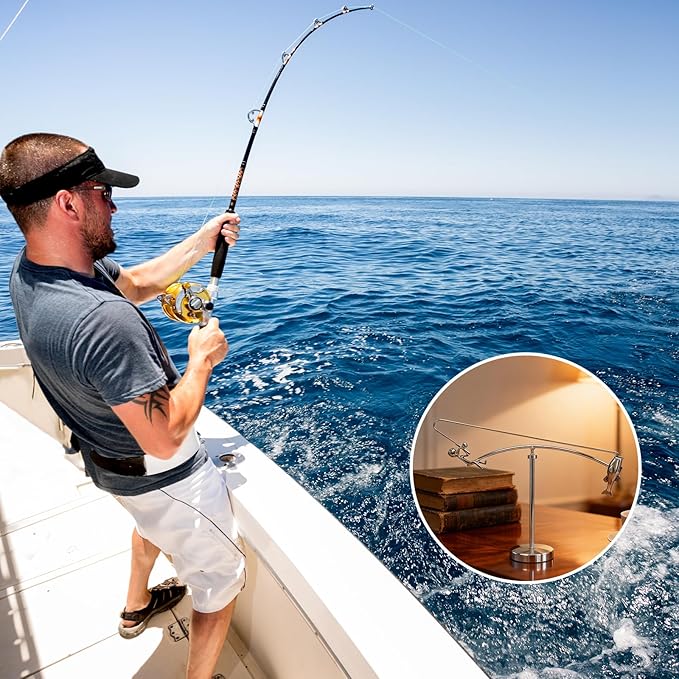 Fisherman Balancing Sculpture - Kinetic Fishing Sculpture with Perpetual Motion, Unique Kinetic Art & Balance Art, Cool Desk Gadgets for Home Decor and Office Decor