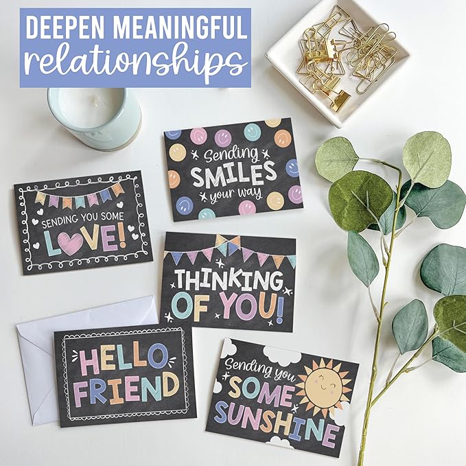 Hadley Designs Thinking of You Cards with Envelopes - 24 Hello Greeting Cards Thinking of You Card for Men & Women Bulk, Blank Encouragement Card for Kids, Just Because Cheerful Encouraging Notecards