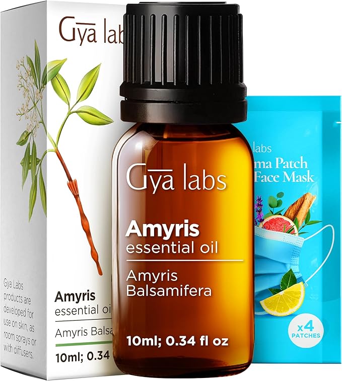 Gya Labs Amyris Essential Oil - 0.34 Fl Oz - for Hair, Skin, Diffuser, Aromatherapy & DIY Candle Making Scent