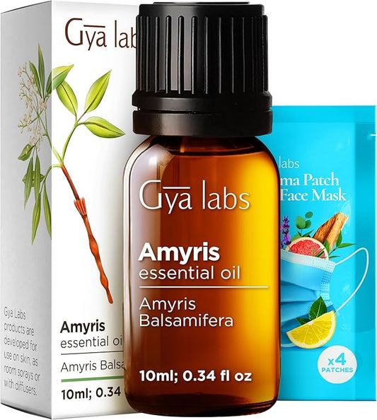 Gya Labs Amyris Essential Oil - 0.34 Fl Oz - for Hair, Skin, Diffuser, Aromatherapy & DIY Candle Making Scent