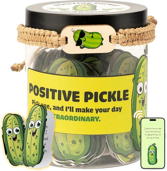 60 Positive Pickle Cards Jar, Affirmation Cards For Women, Teens, Stocking Stuffers, Christmas Gifts For Women Mom, Gifts For Women, Teacher Gifts, White Elephant Gifts, Teen Girl Gifts Trendy Stuff