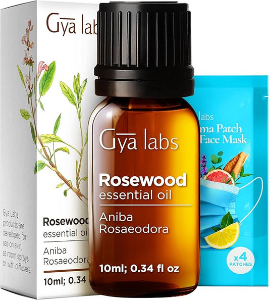 Gya Labs Rosewood Essential Oil - 0.34 Fl Oz - for Hair, Skin, Diffuser, Aromatherapy & DIY Candle Making Scent