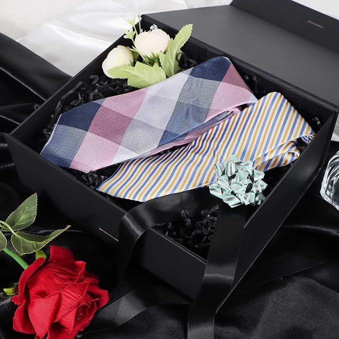 Black Gift Box with Ribbon Magnetic Lids 10.2x9x3.74 in, Bridesmaid Groomsman Proposal Boxes, Wedding Graduation Storage Box 5 Pack
