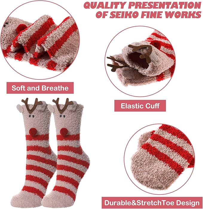 LINEMIN Womens Fuzzy Socks Cozy Fluffy Winter Warm Slipper Socks Microfiber Soft Home Sleeping Socks