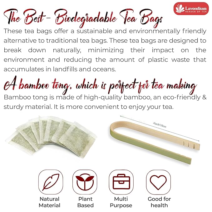 Lavendium, Premium 120 Raspberry Leaf Tea Bags, 100% Natural & Pure. Loose Leaf Raspberry Herbal Tea. No Sugar, No Caffeine, No Gluten, Vegan.