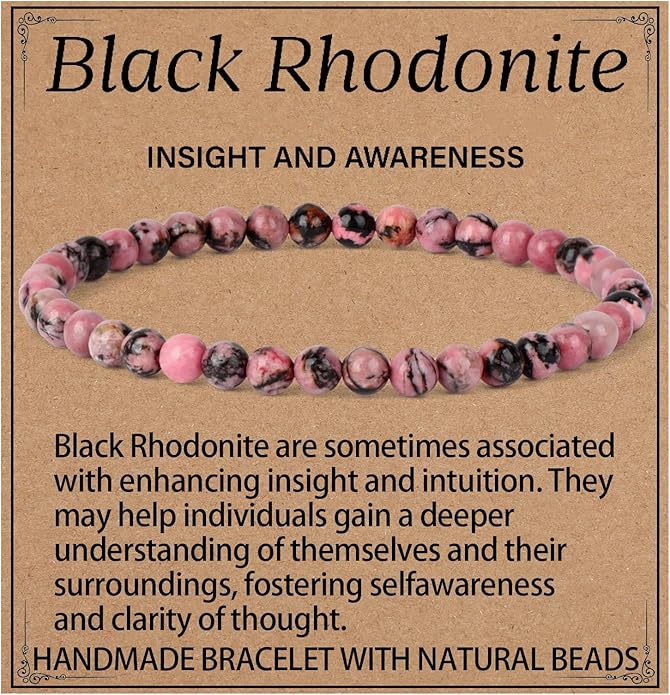 LPBeads Handmade Natural Gemstone Stretch Elastic Bracelet Healing Crystal Round Stone Beads Jewelry Gifts for Women Men